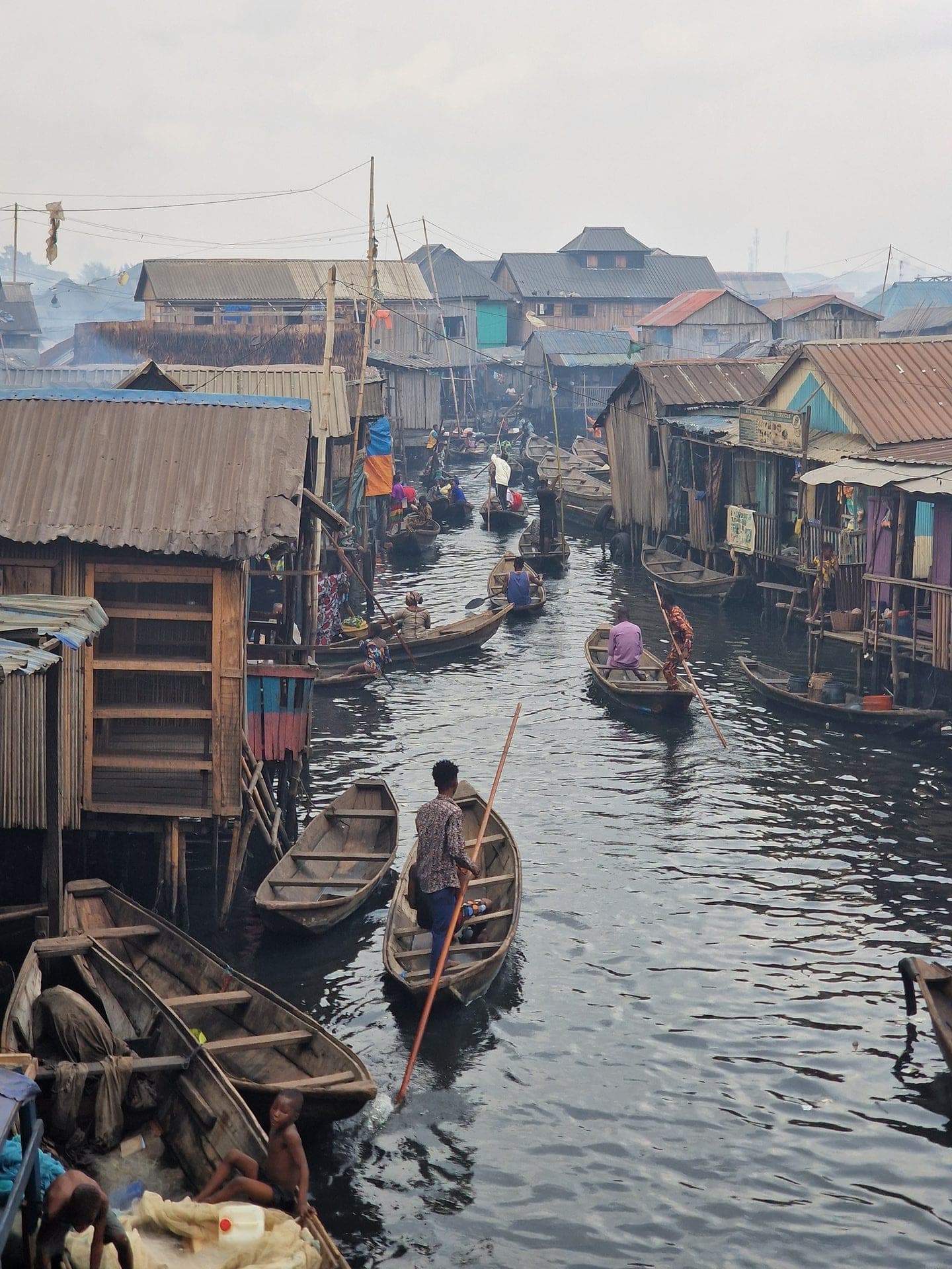 Makoko stilt community and waterways in Lagos, Nigeria