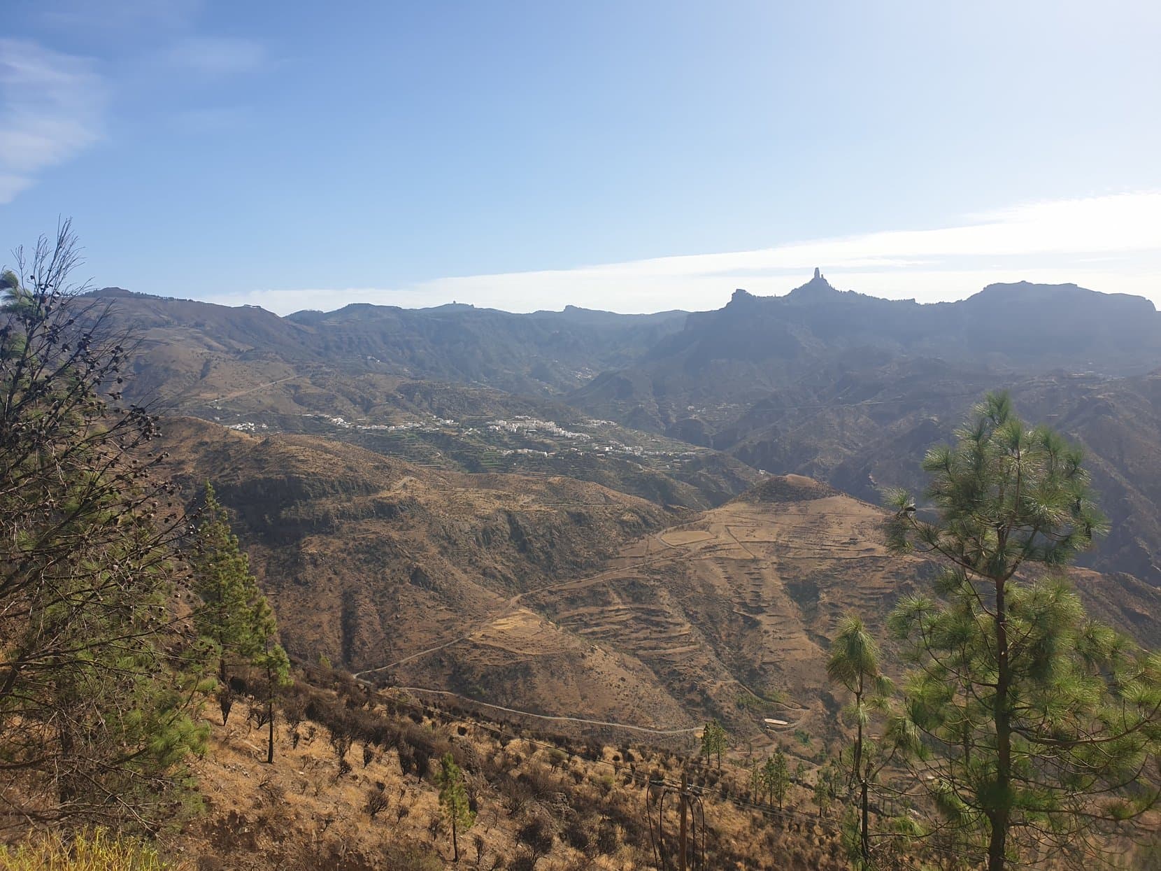 The central massif of Gran Canaria, ridge behind ridge with Roque Bentayga on the skyline