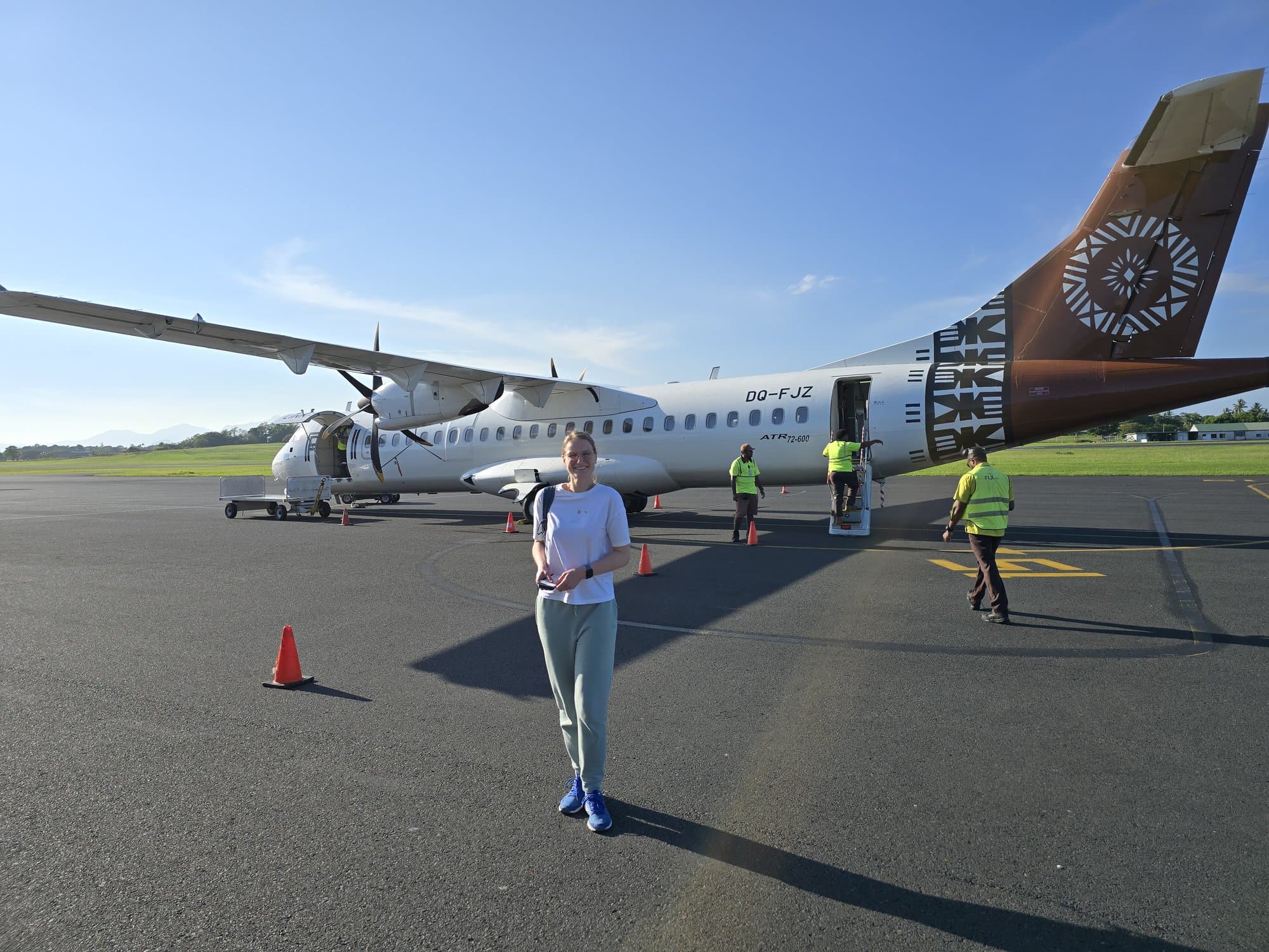 The Fiji Airways ATR 72 on the apron - the only way into Tuvalu