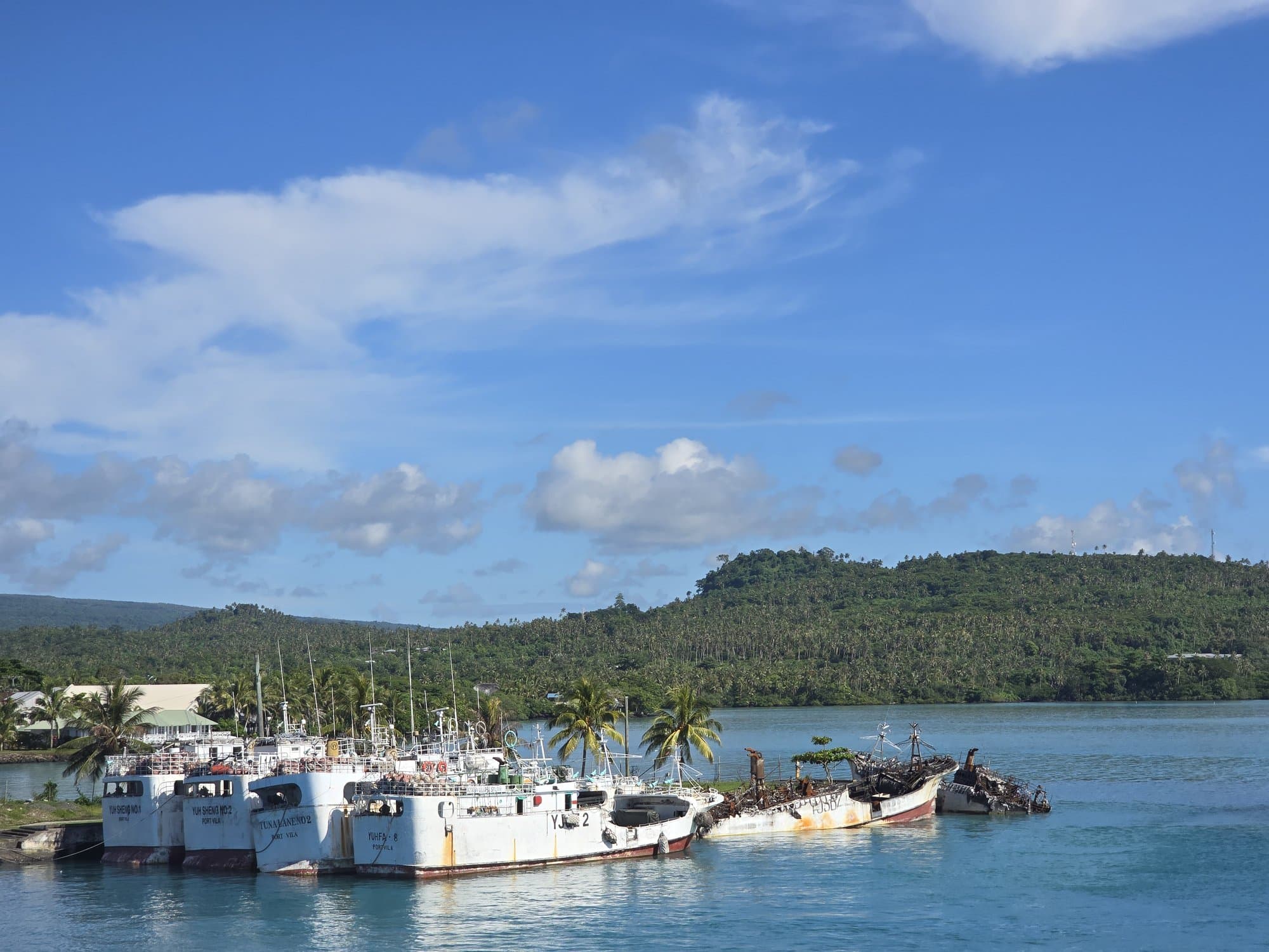 Fishing boats moored in the harbour on Savai'i