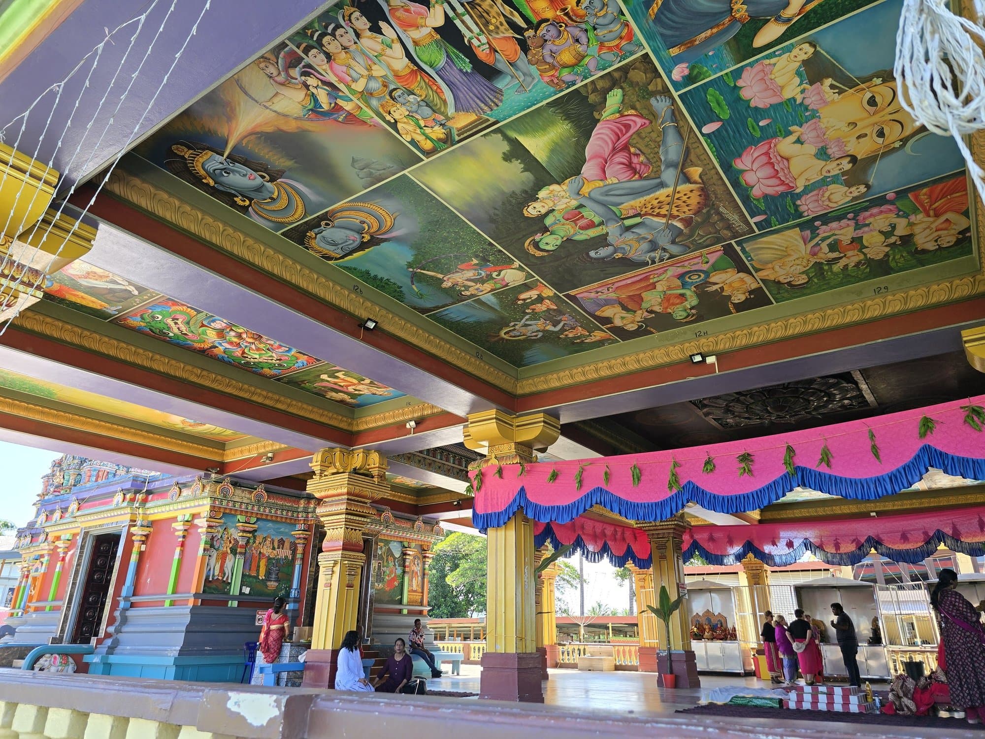 The painted Dravidian ceiling of the Sri Siva Subramaniya temple in Nadi