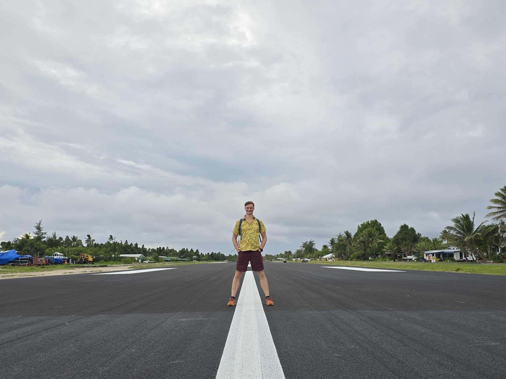 Standing alone on the centreline of Funafuti's runway