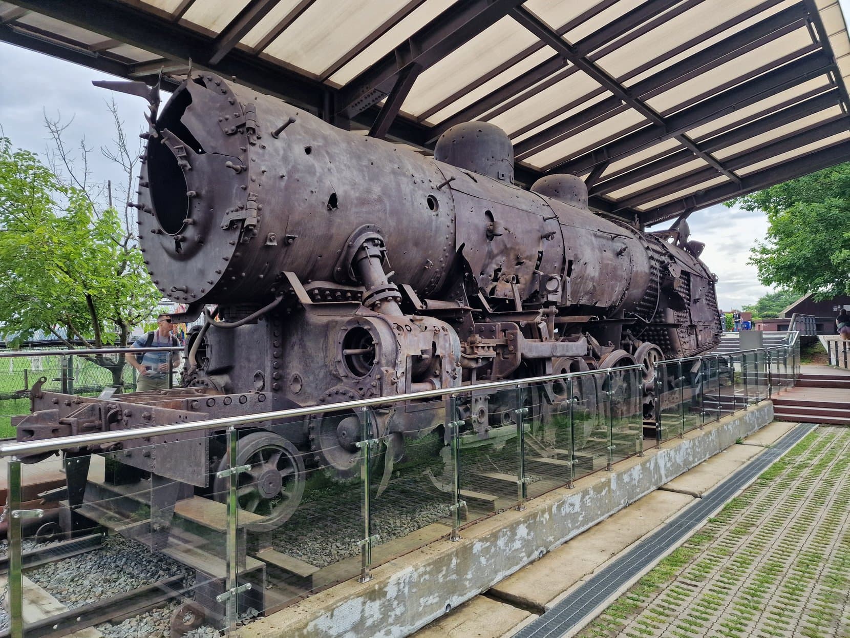 The rusted, bullet-riddled steam locomotive displayed at Imjingak, near the DMZ, South Korea